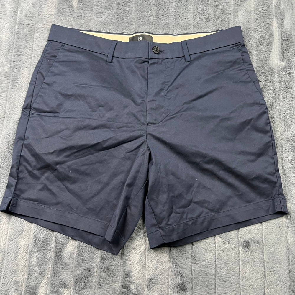 Banana Republic Mens Navy Blue Flat Front Chino Shorts Size 33 Stretch 9 Inseam